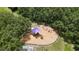 Aerial view of the community playground surrounded by green grass and shade trees at 1725 Bondurant Way, Brandon, FL 33511