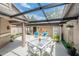 Relaxing outdoor living with a covered patio, stylish furniture, and views of the surrounding lush landscape at 17544 Fairmeadow Dr, Tampa, FL 33647