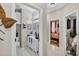 Modern bathroom featuring a glass bowl sink, vanity, mirror, and a tiled shower at 8620 Sandy Plains Dr, Riverview, FL 33578