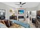 The main bedroom includes a closet, fireplace, and a view of the bathroom at 8620 Sandy Plains Dr, Riverview, FL 33578