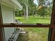 A serene view of the lush backyard from inside the home at 2152 Mckinley St, Clearwater, FL 33765