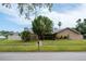 Charming single-story home with stucco exterior, stone accents, mature landscaping, and a lush green lawn at 2421 Eagle Chase Dr, Palm Harbor, FL 34683