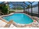 Sparkling swimming pool with stone coping and a screened enclosure at 2421 Eagle Chase Dr, Palm Harbor, FL 34683