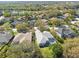 Expansive aerial view of a residential community with mature landscaping, screened-in pools, and serene lakes at 15209 Hammock Chase Ct, Odessa, FL 33556