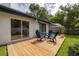 Relaxing backyard view on a deck with a seating set with a sliding glass door entrance at 2908 Longbrooke Way, Clearwater, FL 33760