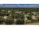 An aerial view displays a peaceful neighborhood with mature trees and a view of well maintained landscaping at 878 Franklin Cir, Palm Harbor, FL 34683