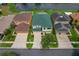 A high angle view of a neighborhood with well maintained lawns and landscaping, near a pond on a sunny day at 20115 Nob Oak Ave, Tampa, FL 33647