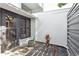 Enclosed courtyard with a door and window with a potted plant and two leafy plants at 4104 Northmeadow Cir # 4104, Tampa, FL 33618