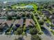 Neighborhood aerial view highlighting the property among tree-lined streets and manicured lawns at 12218 Avondale Oak Pl, Riverview, FL 33578