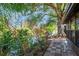 Secluded patio area overlooking lush greenery with tranquil water views at 1980 Tahitian Pl # 10, Dunedin, FL 34698