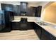 Modern kitchen featuring sleek black appliances and laminate countertops at 8819 Walnut Gable Ct, Riverview, FL 33578