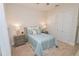 Light and airy bedroom with a queen-size bed and built-in closet at 7730 Hidden Creek Loop # 102, Lakewood Ranch, FL 34202