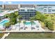 Aerial view of waterfront property with two pools at 1848 Shore S Dr # 501, South Pasadena, FL 33707