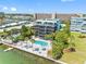 Aerial view of waterfront property with pool and dock at 1848 Shore S Dr # 501, South Pasadena, FL 33707