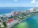 Wide aerial view of the coastline and community at 1351 Gulf Blvd # 219, Clearwater, FL 33767