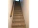 Carpeted staircase with wood railings at 9720 Indian Key Trl # 117, Seminole, FL 33776