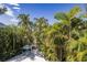 Lush tropical landscape surrounding a patio and pool at 761 Soundview Dr, Palm Harbor, FL 34683