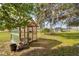 Wooden greenhouse with glass panels, located in a grassy yard with large trees at 3136 Neff Lake Rd, Brooksville, FL 34602