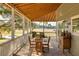 Covered back porch with wooden table and chairs, overlooking a lake at 3136 Neff Lake Rd, Brooksville, FL 34602