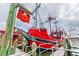 Red pirate ship, Pirates Ransom, docked at a pier at 570 Casler Ave, Clearwater, FL 33755