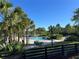 Community pool with lounge chairs and palm trees at 12874 Burns Dr, Odessa, FL 33556