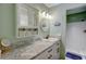 Bathroom with granite counters, storage cabinet, and shower at 103 Cypress Pond Rd # 103, Palm Harbor, FL 34683