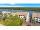 Aerial view of waterfront property showing unit location and surrounding landscape at 821 Bahia Del Sol Dr # 43, Ruskin, FL 33570
