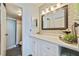 Well-lit bathroom featuring a vanity with a large mirror and a shower/tub combination at 6219 Palma Del Mar S Blvd # 602, St Petersburg, FL 33715