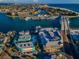 Aerial view of coastal town with bridge and marina at 550 Johns Pass Ave, Madeira Beach, FL 33708