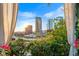 Beautiful Tampa skyline view framed by lush greenery and soft curtains creates an inviting and picturesque ambiance at 1000 Water St # 1703, Tampa, FL 33602