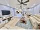Open living room featuring light walls, a neutral color scheme and reclining sofas at 1223 Queen Anne Dr # C, Palm Harbor, FL 34684