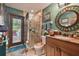 Bathroom with a walk-in shower, toilet and a large vanity at 3204 Polo Pl, Plant City, FL 33566