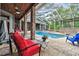 Relaxing poolside patio with comfortable seating and a covered lanai at 3204 Polo Pl, Plant City, FL 33566