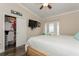 Bedroom with queen-size bed and large closet at 9166 Blind Pass Rd, St Pete Beach, FL 33706