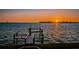 Waterfront dock with stunning ocean view and the sun setting on the horizon at 806 Columbus Dr, Tierra Verde, FL 33715