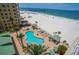 Aerial view of resort with pool, beach, and oceanfront location at 11 San Marco St # 903, Clearwater, FL 33767