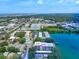 An aerial view of a waterfront condo community, showcasing its location and amenities at 11485 Oakhurst Rd # 107, Largo, FL 33774