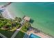 Aerial view of a waterfront property with a private dock at 675 S Gulfview Blvd # 903, Clearwater Beach, FL 33767