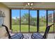 Relaxing sunroom with sliding glass doors and view of lush greenery at 900 Cove Cay Dr # 1H, Clearwater, FL 33760
