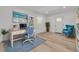 Inviting home office with bright natural light, stylish decor, and comfortable blue accents at 7414 Van Dyke Rd, Odessa, FL 33556