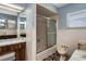 Clean bathroom, featuring a shower/tub combo and vanity at 1811 Martin Rd, Dover, FL 33527