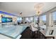 Luxury living room with city views and a custom bar and modern furniture at 100 Beach Ne Dr # 1900, St Petersburg, FL 33701
