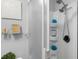 Walk-in shower with multiple shelves at 5523 Carlton Rd, New Port Richey, FL 34652