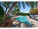 Private pool with lush landscaping and canal views at 309 Belle Isle Ave, Belleair Beach, FL 33786