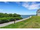 Scenic waterfront view with sidewalk and lush greenery at 129 Brent Cir, Oldsmar, FL 34677
