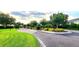 Landscaped community entrance featuring vibrant green spaces and well-maintained curb appeal, enhancing the neighborhood's charm at 10254 Red Currant Ct, Riverview, FL 33578