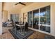 Spacious patio with a dining table and sliding doors leading inside at 1570 Preserve Way, Clearwater, FL 33764