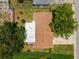 Aerial view showing house layout and landscaping at 3353 Columbus Dr, Holiday, FL 34691