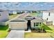 One-story house with stone accents, two-car garage, and lush landscaping at 30964 Penny Surf Loop, Wesley Chapel, FL 33545