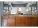 Double vanity bathroom with granite countertops at 667 Richmond Close, Tarpon Springs, FL 34688